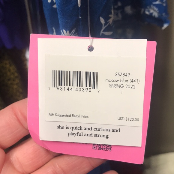 KATE SPADE Blue Floral Off-Shoulder Romper Size Large | NWT! - Picture 3 of 3